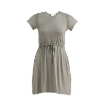 Reistor Drawstring Short T-shirt Dress In Light Olive