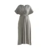 Reistor Women's Green Flowy A-line Maxi Dress With Side Slits In Light Olive In Light Olvie