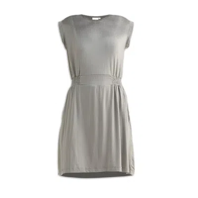 Reistor Women's Green Short Dress With Smocking Side Detail In Light Olive