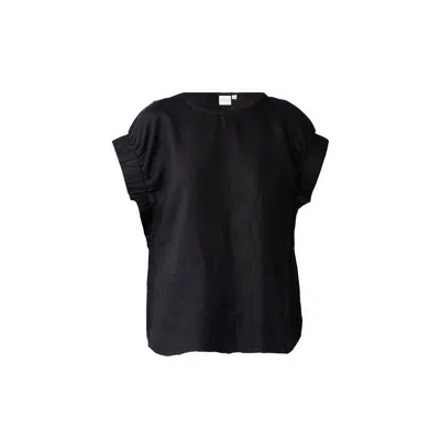 Reistor Women's Balloon Sleeve Black Cotton Top