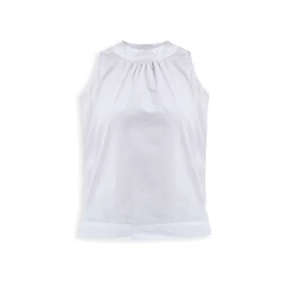 Reistor Women's High-neck Top With Gathers In White