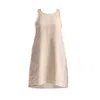 Reistor Hemp Short Dress With Back Embroidered Lace Detail In Neutral