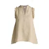 Reistor Women's Neutrals Sleeveless Hemp Top With Ruffles In Neutral Beige In Neutral