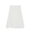Reistor Women's Overlap Midi White Cotton Skirt In White