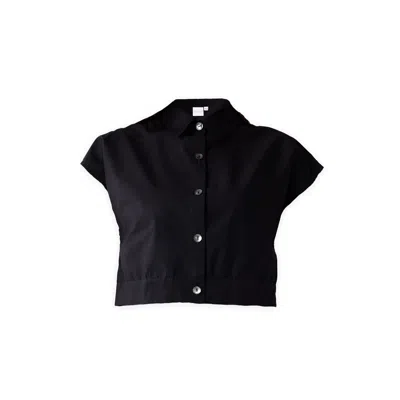 Reistor Oversized Crop Shirt In Black