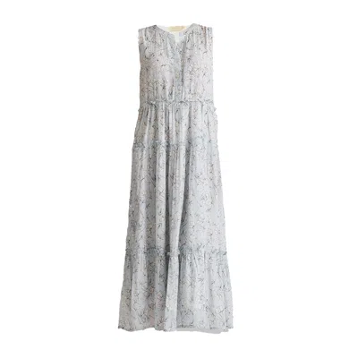 REISTOR WOMEN'S PERFECT RESORT MAXI CREPE DRESS IN BLUE FLORALS