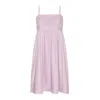 Reistor Women's Pink / Purple Ruched Strappy Pink Mini Cotton Dress In Poplin Pink