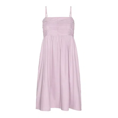 Reistor Women's Pink / Purple Ruched Strappy Pink Mini Cotton Dress In Multi