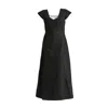 Reistor Women's Ruched Cotton Dress With Front Slit In Black In Black
