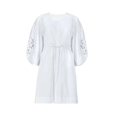 Reistor Women's Shirt White Dress With Balloon Sleeves