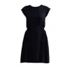 Reistor Women's Short Dress With Smocking Side Detail In Black In Black
