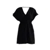 Reistor Women's Short Gathered Crepe Dress In Black In Black
