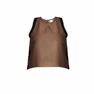 Reistor Women's Sleeveless Color Block Top In Brown And Black