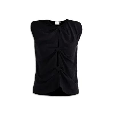 REISTOR WOMEN'S THE KNOT-SO-BASIC CREPE TOP IN BLACK