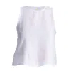 Reistor Women's White Button Back Embroidered Crop Top In White