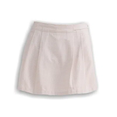 Reistor Women's White Cotton Tweed Skort In Cream