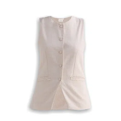 REISTOR WOMEN'S WHITE COTTON TWEED VEST JACKET IN CREAM