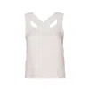Reistor Women's White Crossback Button Up Linen Tank Linen Top In Linen Check (lc)