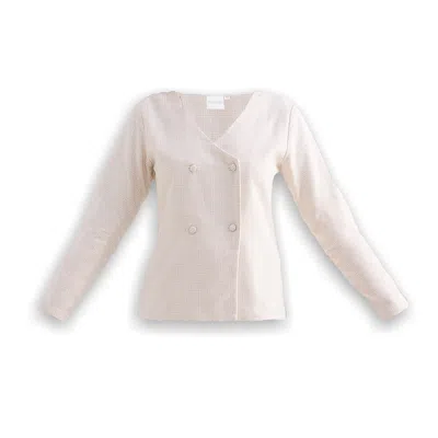 Reistor Women's White Fitted Cotton Tweed Jacket In Cream