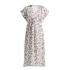 Reistor Women's White Gathered Maxi Dress With Side Slits In Mosaic