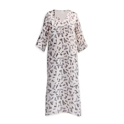 Reistor Women's White Maxi Dress With Side Slits In Mosaic