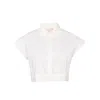 Reistor Women's White Oversized Crop Cotton Shirt In White