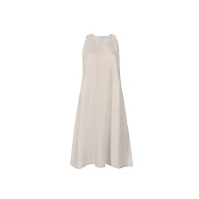 Reistor Women's White Reading Tea Leaves Light Ecru Hemp Dress