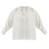 Reistor Women's White Relaxed Fit Top With Front-tie In Cream
