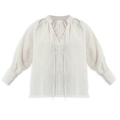 Reistor Women's White Relaxed Fit Top With Front-tie In Cream