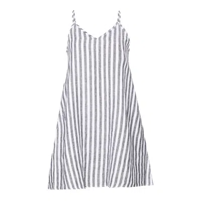 Reistor Women's White Short Striped Tent Dress With Back Tie