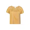 Reistor Women's White / Yellow / Orange Balloon Sleeve Tuscan Sun Cotton Top
