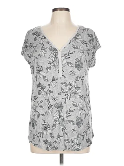 Pre-owned Reitmans Short Sleeve Henley Shirt In Gray