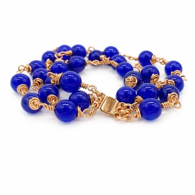 Rejected Hearts Club Azule Cat-eye Glass Bead Bracelet In Blue