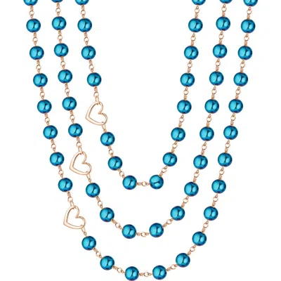 Rejected Hearts Club Celeste Blue Hematite 3-layer Necklace