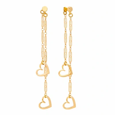 Rejected Hearts Club Con Amor Gold Heart Dangle Earrings