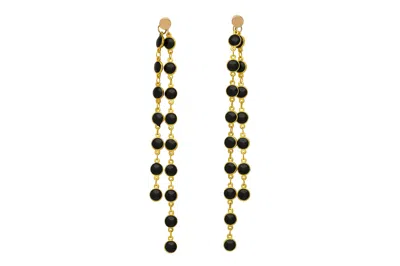 Rejected Hearts Club Women's Black Double Sided Dangle Lentil Beaded Chain Earrings