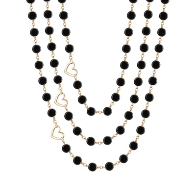 Rejected Hearts Club Women's Black / Rose Gold Onyx Beaded Necklace In Multi