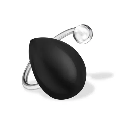 Rejected Hearts Club Women's Black / Silver Marry Yourself Black Curve Silver Band Ring In Multi