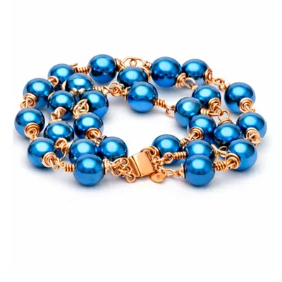 Rejected Hearts Club Women's Celeste Socialite Blue Hematite Bracelet - Magnetic Clasp In Orange