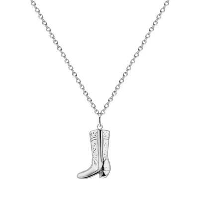 Rejected Hearts Club Women's Cowboy Texas Give Em' The Boot Silver Pendant Necklace With Magnetic Clasp