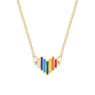 Rejected Hearts Club Women's Gold / Green / Red Prideful Heart Rainbow Necklace In Multi