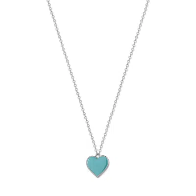 Rejected Hearts Club Women's Green / Blue Silver Radiant Heart Turquoise Pendant Necklace In Multi