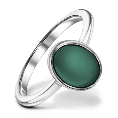Rejected Hearts Club Women's Green Onyx Silver Healing Stack Ring