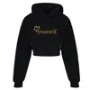 Rejected Hearts Club Women's Love Yourself Crop Hoodie Black In Black