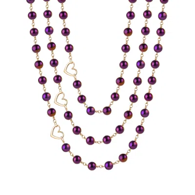 Rejected Hearts Club Women's Purple Violet Hematite Socialite Necklace