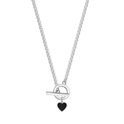 Rejected Hearts Club Women's Silver Crush Black Charm Necklace