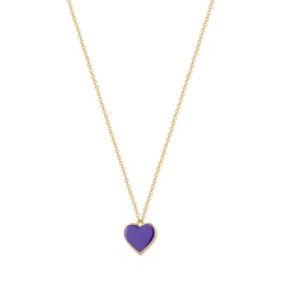 Rejected Hearts Club Women's Single Hearted Girl Purple Gold Filled Necklace With Magnetic Clasp