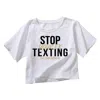 Rejected Hearts Club Women's Stop Texting Your Ex Crop Top Shirt White In White