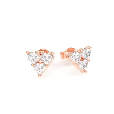 Rejected Hearts Club Women's Story Of Three Hearts Lab Grown Diamond Heart Stud Earrings Rose Gold
