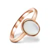 Rejected Hearts Club Women's White / Rose Gold Mother Of Pearl Healing Stack Ring In Multi